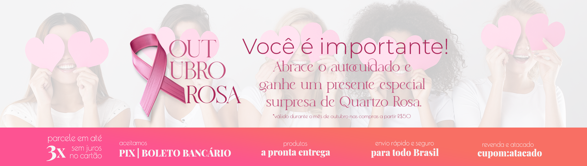 Outubro Rosa - Presente Surpresa Quartzo Rosa